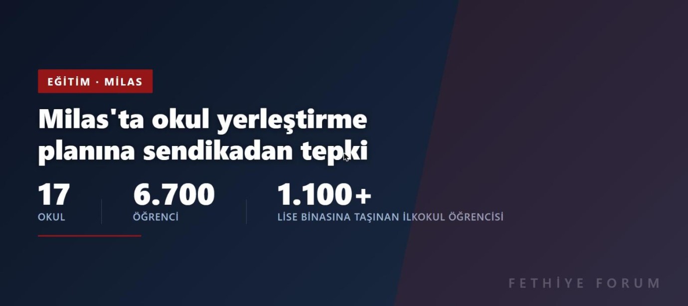 Milas'ta okul yerleştirme planına sendikadan tepki: 17 okul, 6 bin 700 öğrenci etkileniyor