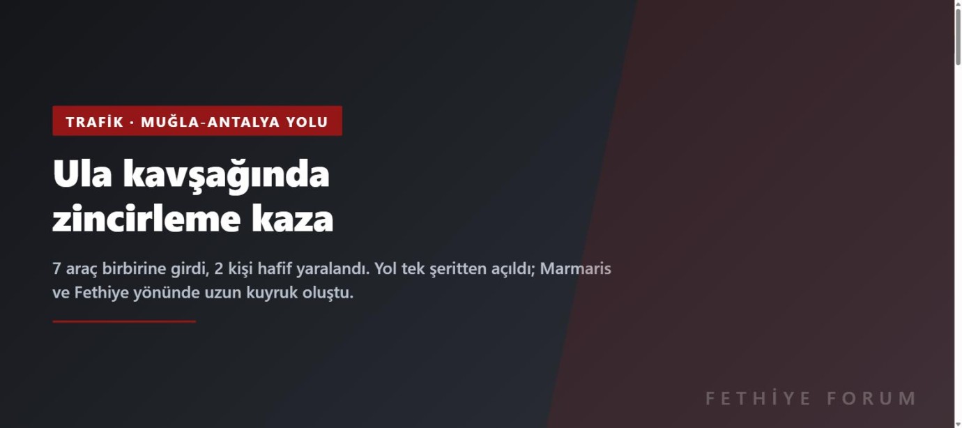 Ula kavşağında zincirleme kaza: 7 araç birbirine girdi, yol tek şeride düştü