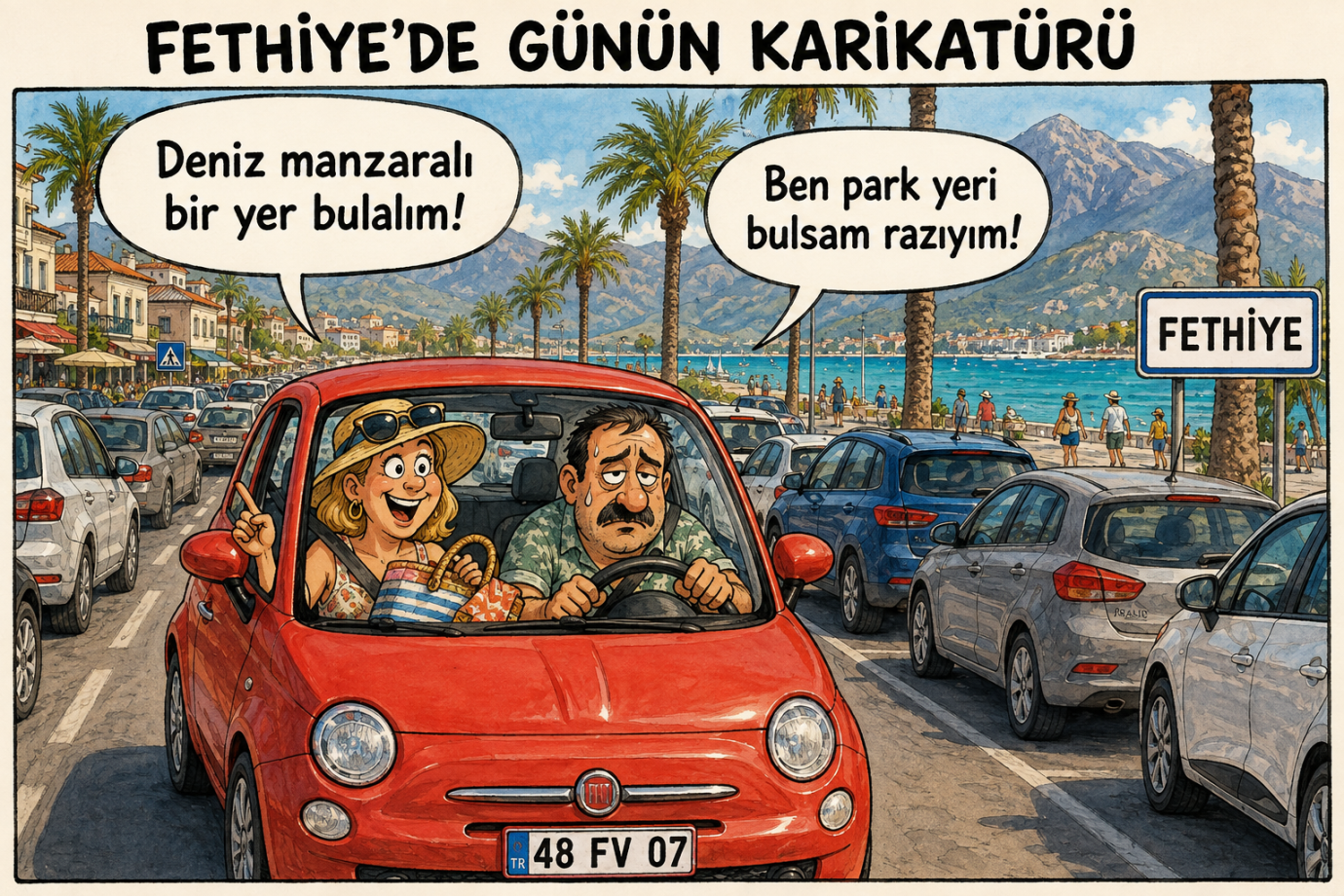 Günün Karikatürü: Fethiye'de park yeri çilesi