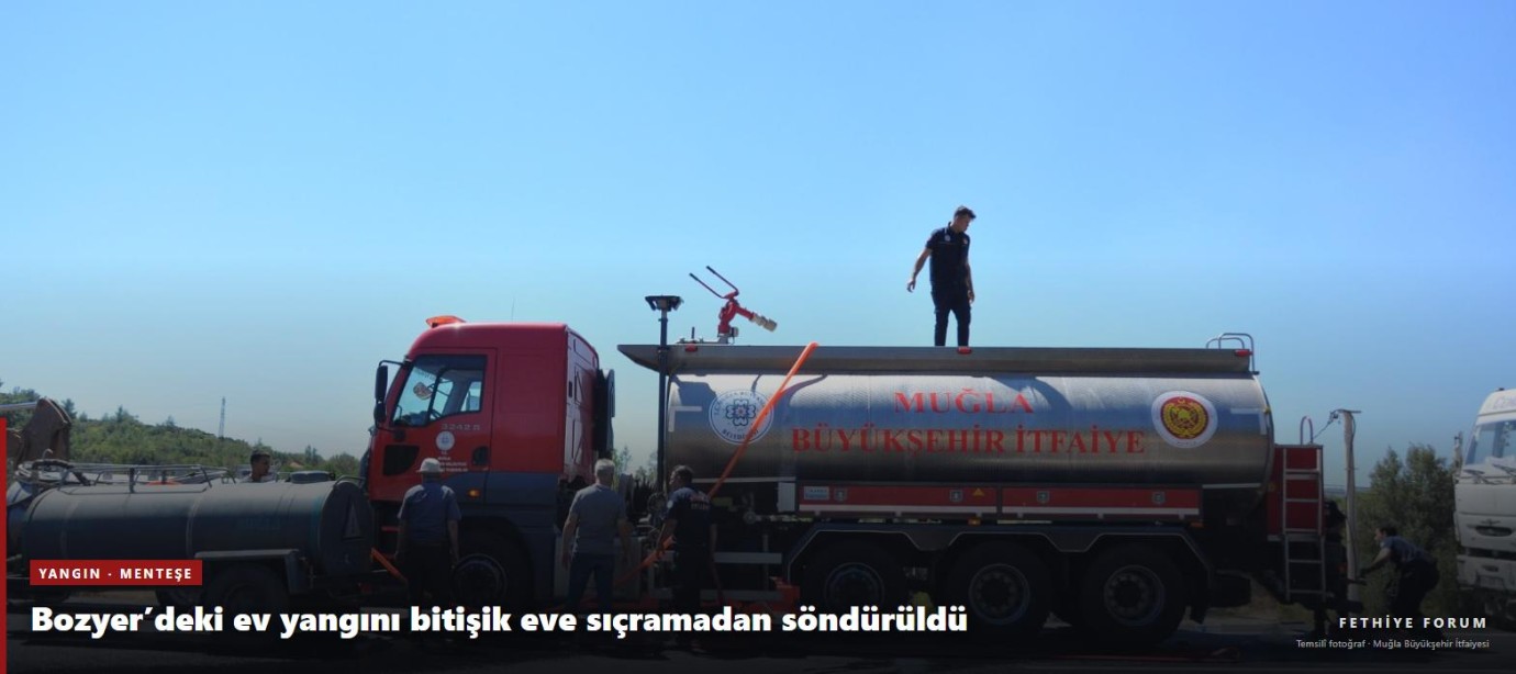 Bozyer'deki ev yangını bitişik eve sıçramadan söndürüldü