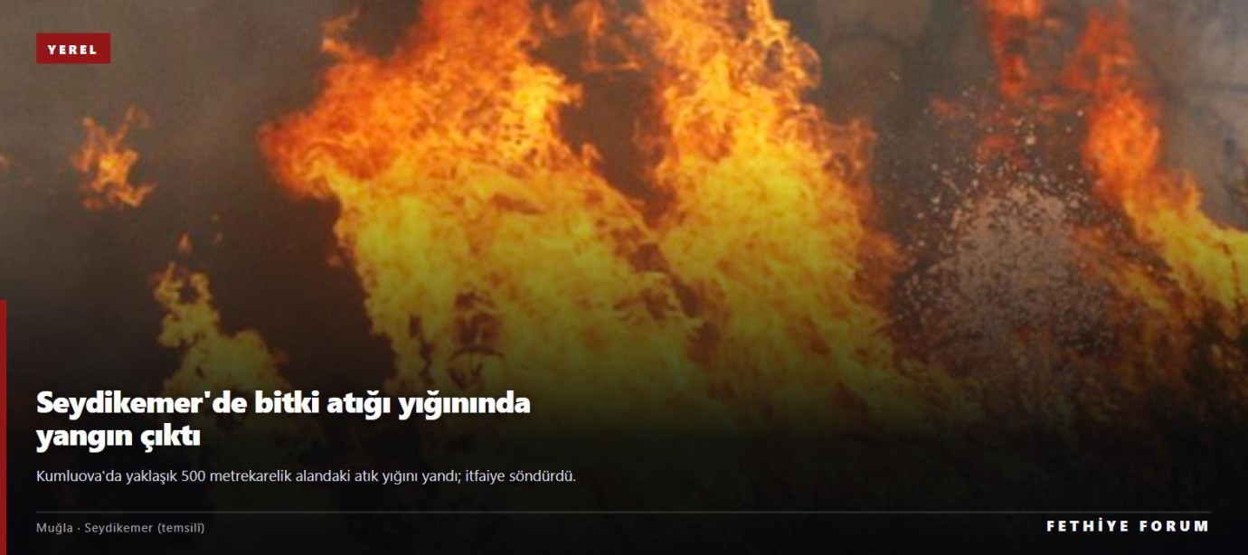 Seydikemer'de bitki atığı yığınında yangın: 500 metrekarelik alan yandı