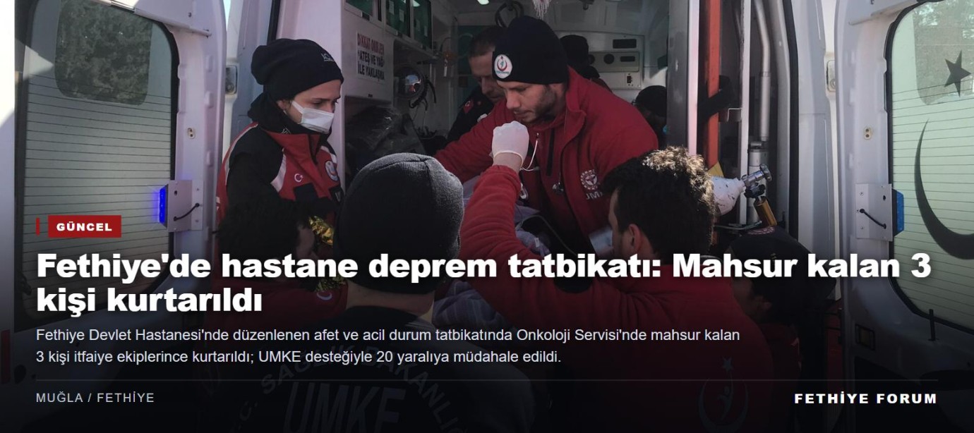 Fethiye Devlet Hastanesi'nde deprem tatbikatı: Mahsur kalan 3 kişi kurtarıldı