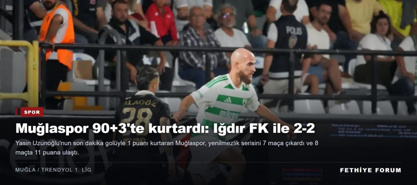 Muğlaspor 90+3'te kurtardı: Iğdır FK ile 2-2