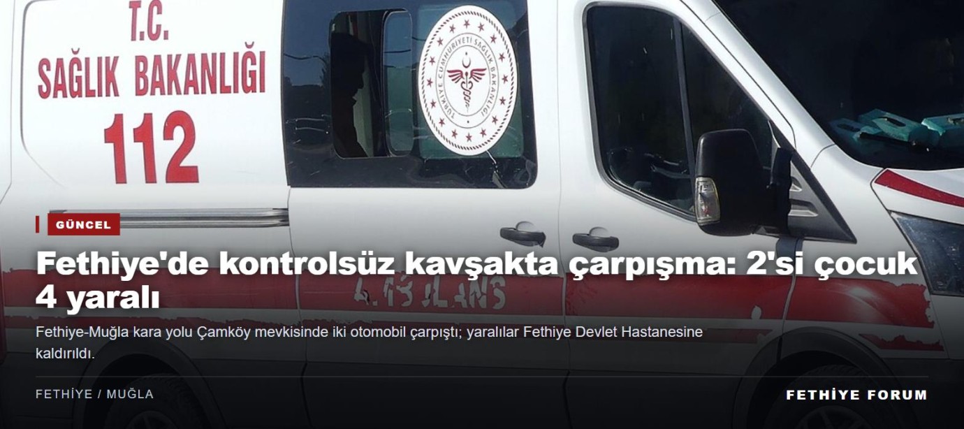 Fethiye'de kontrolsüz kavşakta çarpışma: 2'si çocuk 4 yaralı