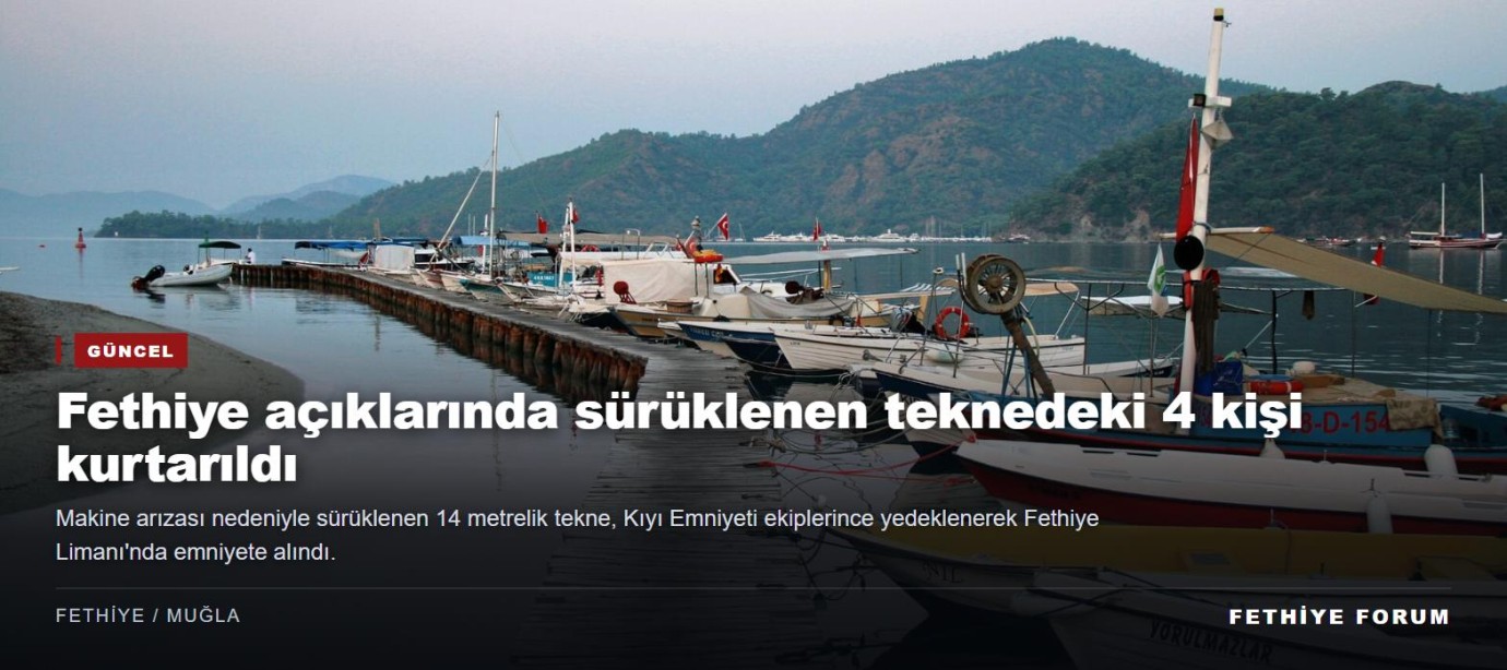 Fethiye açıklarında sürüklenen teknedeki 4 kişi kurtarıldı