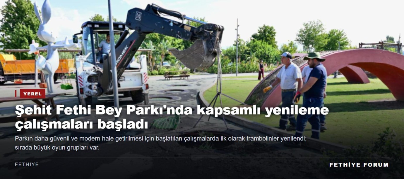 Şehit Fethi Bey Parkı'nda kapsamlı yenileme çalışmaları başladı