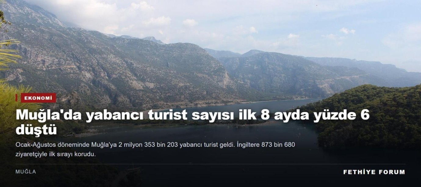 Muğla'da yabancı turist sayısı ilk 8 ayda yüzde 6 düştü
