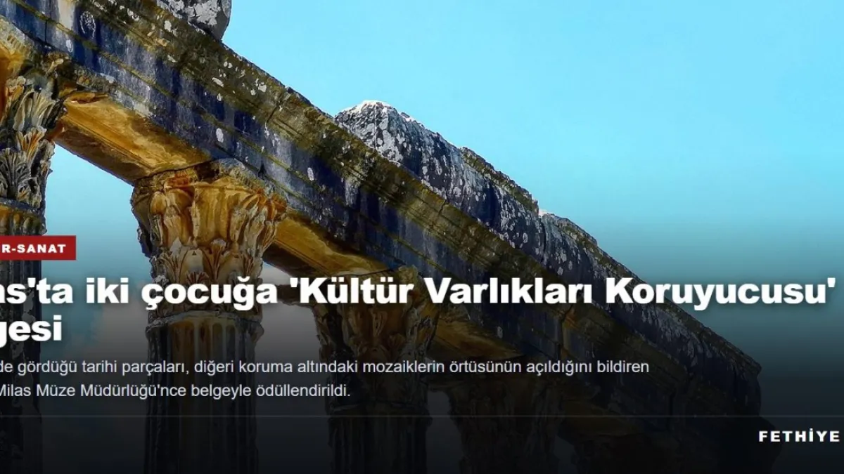 Milas'ta iki çocuğa 'Kültür Varlıkları Koruyucusu' belgesi verildi