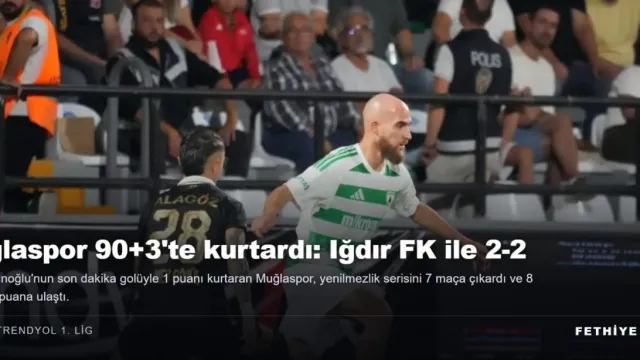 Muğlaspor 90+3'te kurtardı: Iğdır FK ile 2-2