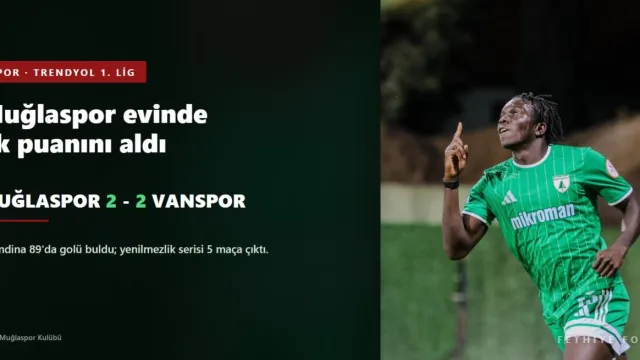 Muğlaspor evindeki ilk puanını son dakikada aldı: Vanspor ile 2-2