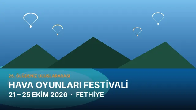 Ölüdeniz Hava Oyunları Festivali 2026 tarihlerini gösteren tanıtım görseli