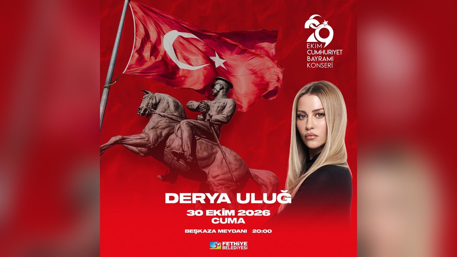 Fethiye Belediyesi Derya Uluğ 29 Ekim Cumhuriyet Bayramı konseri afişi