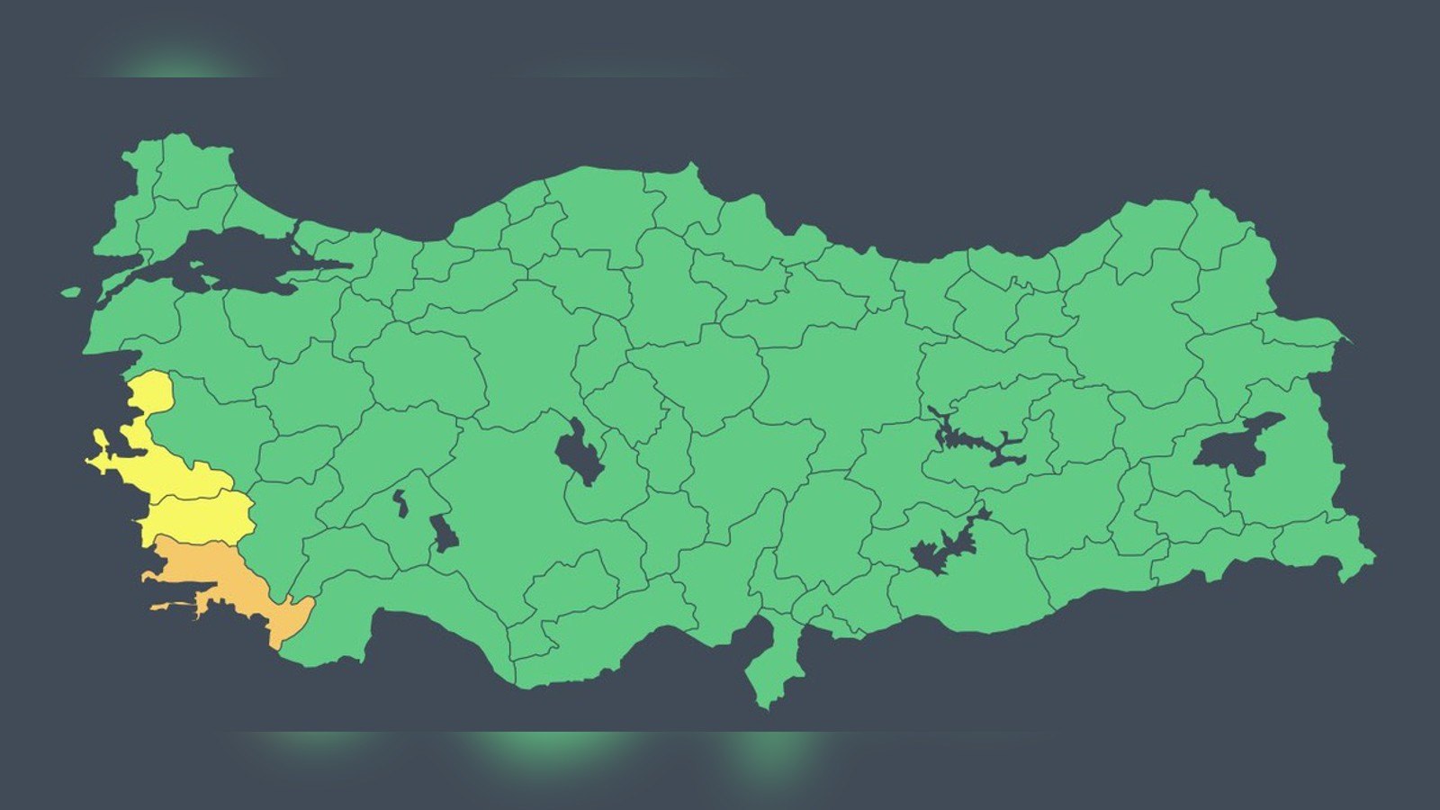 Meteoroloji uyarı haritasında Muğla turuncu seviyede